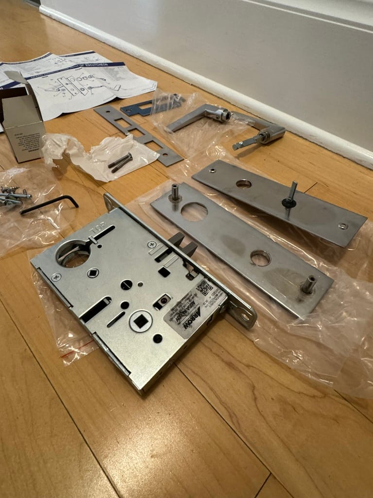 Mortise lock rebuild on a wood door